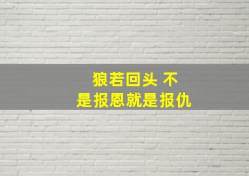 狼若回头 不是报恩就是报仇